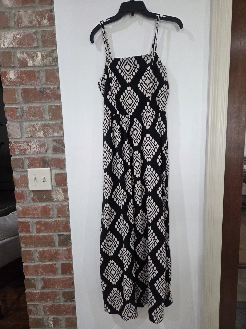 As U Wish Black and White Geometric Maxi Dress